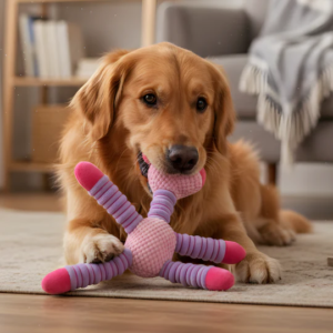 Alternative view of Plush Dog Tug Toy with Stretchable Design for Interactive Play